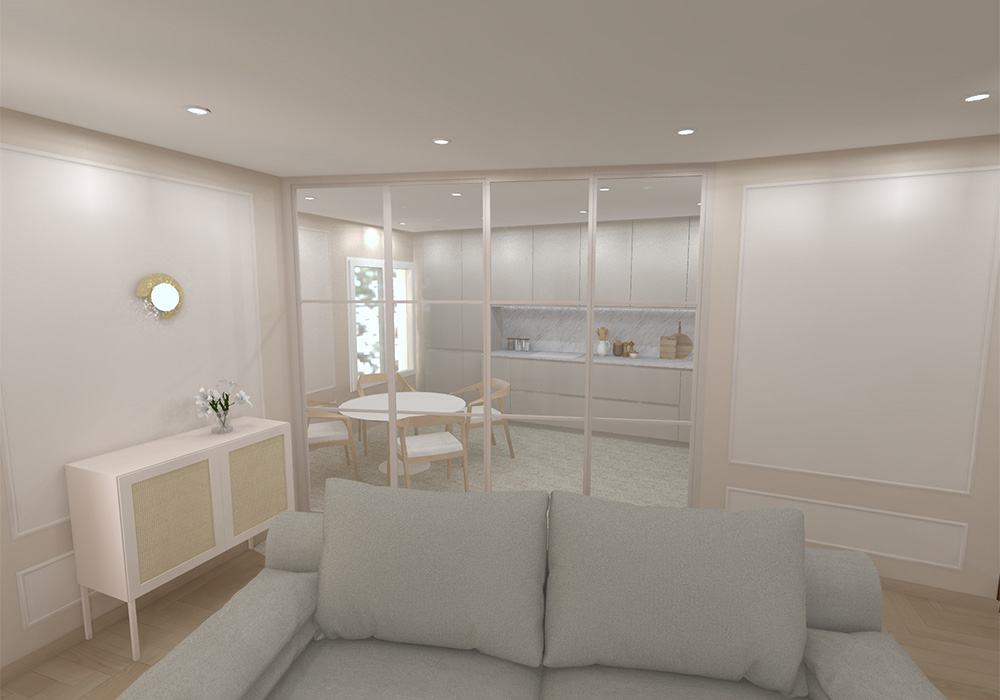 Appartement asnière vue 3D - salon_