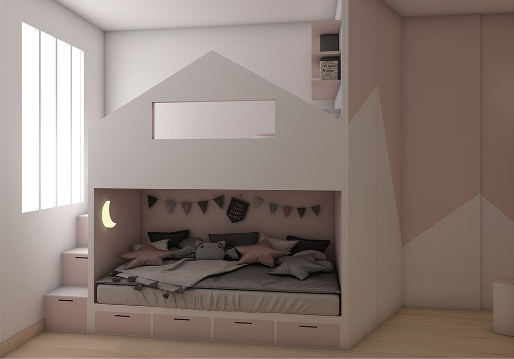 chambre d'enfant lit, image 3D