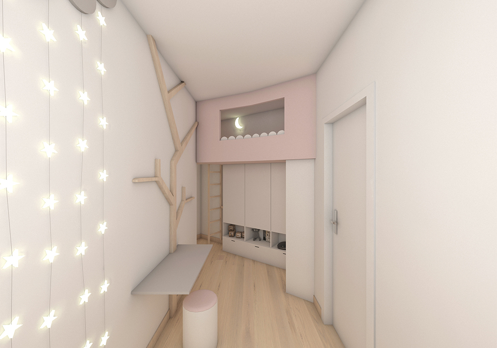 chambre d'enfant lit, image 3D